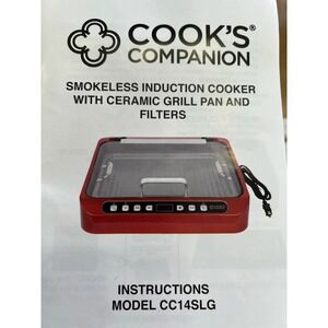 Cook's Companion Smokeless Induction Cooker With Ceramic Grill Pan & Filters